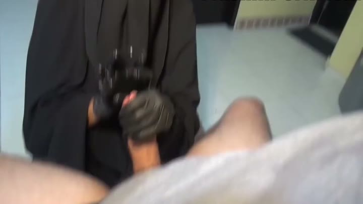 Muslim Milf In Black Niqab Jerks Off Big White Cock Wearing Black Latex Gloves-big Cumshot! 10 Min