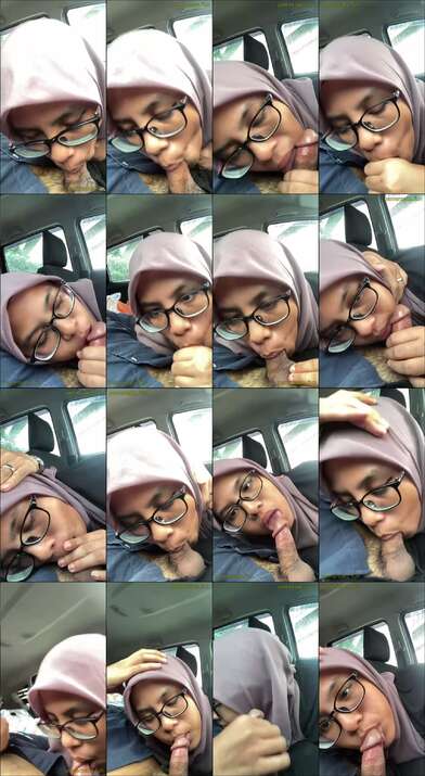 hijab kacamata lugu sepong kontol di mobil (3)