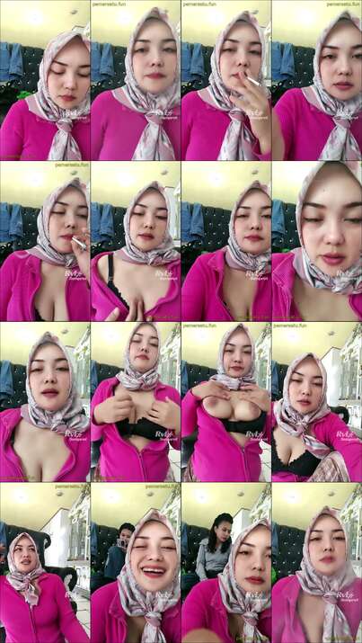 kajol hijab baju pink live colmek (3)