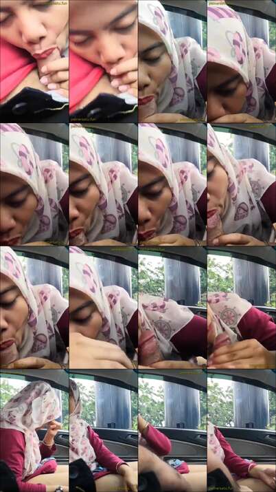 hijab penurut sepong di mobil