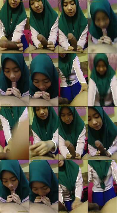 Cewek Hijab Hijau Pintar Nyepong - jilbab