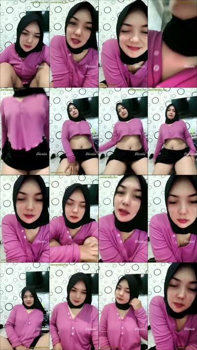 kajol hijab baju pink live colmek (2)