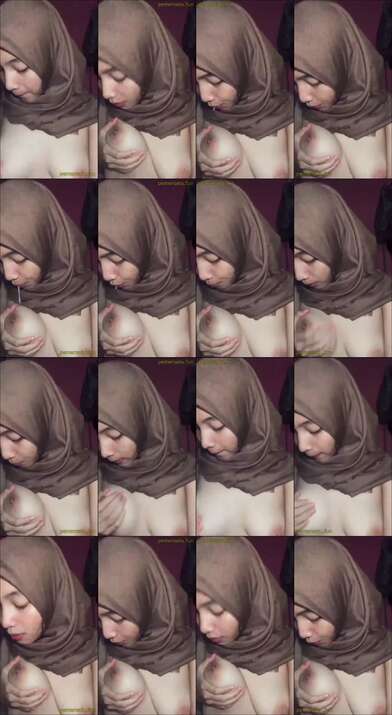 jilbab coklat cantik ngeludah di toket