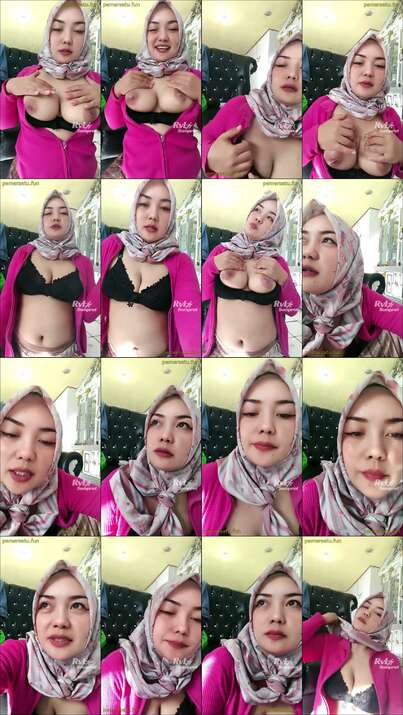 kajol hijab baju pink live colmek (4)