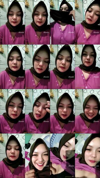 kajol hijab baju pink live colmek (5)