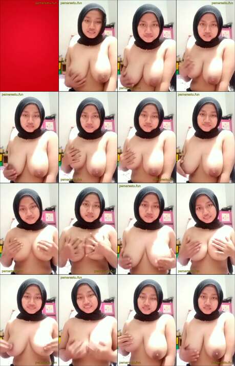 jilbab hitam pamer melon
