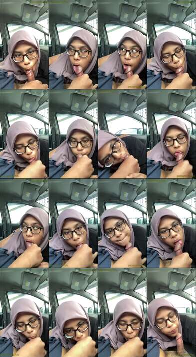 hijab kacamata lugu sepong kontol di mobil (1)