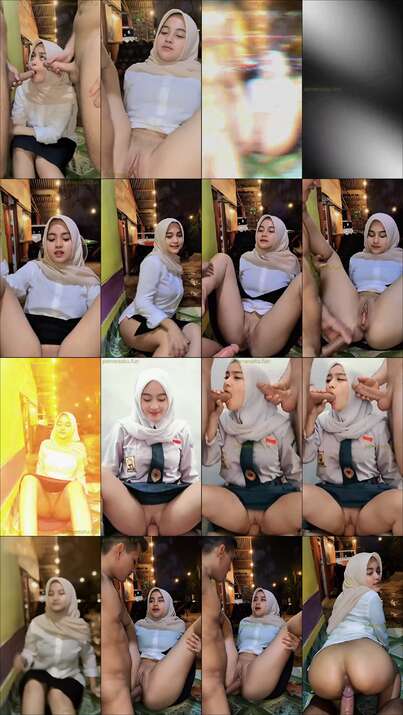 hijab cantik digilir dientot di teras kafe
