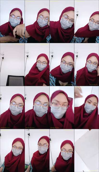 jilbab maroon kacamata spill toket