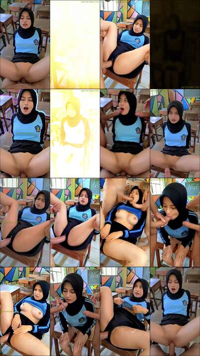 hijab seragam olahraga manis imut dientot di kelas sampai crot