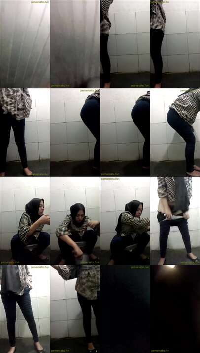 intip hijab hitam di toilet umum