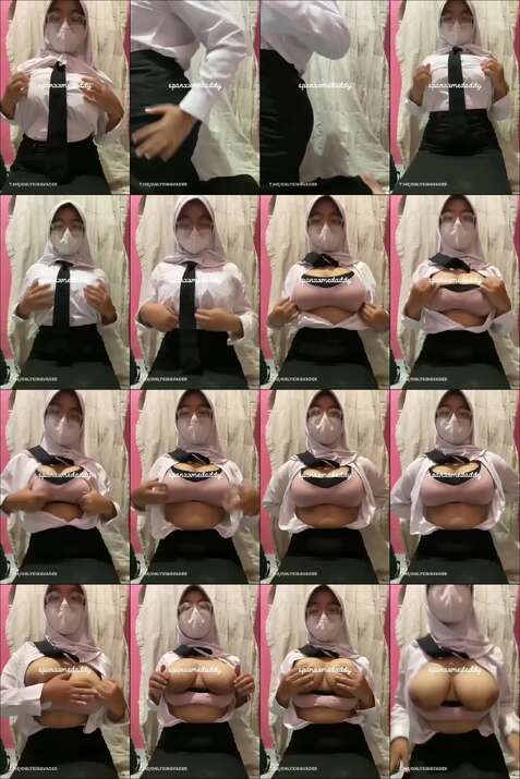 jilbab kacamata pakai seragam colok memek mendesah part (1)
