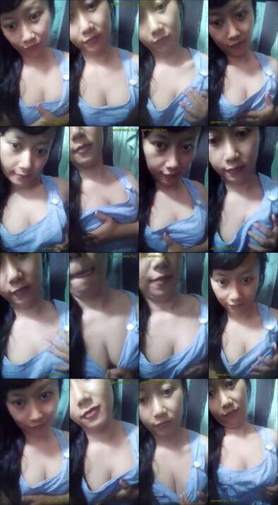 baju biru muda mata indah remas toket