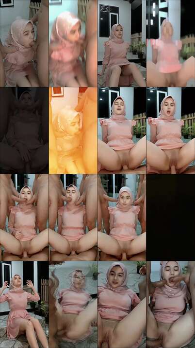 hijab manis cakep dientot di teras rumahnya sendiri