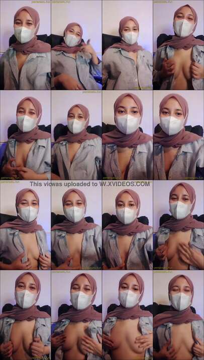 hijab pink cakep mainin toket