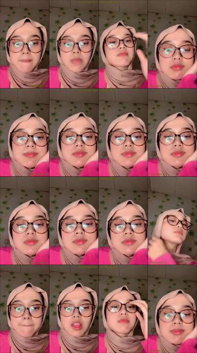 hijab baju pink kacamata spill toket mulus putih (2)