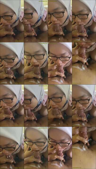 crot dimulut hijab kacamata