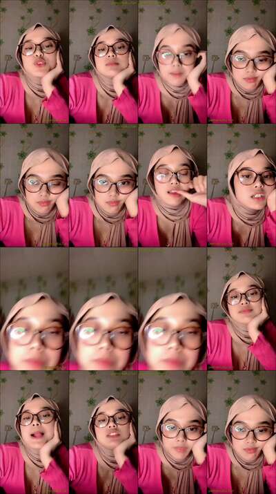 hijab baju pink kacamata spill toket mulus putih (1)