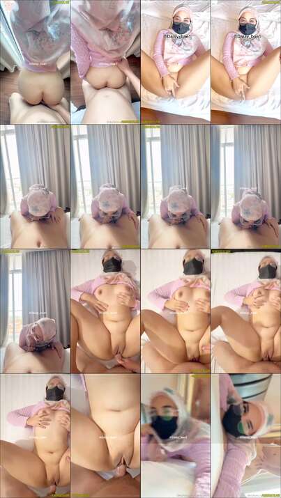 hijab putih bunga baju pink ngewe di hotel fulldur