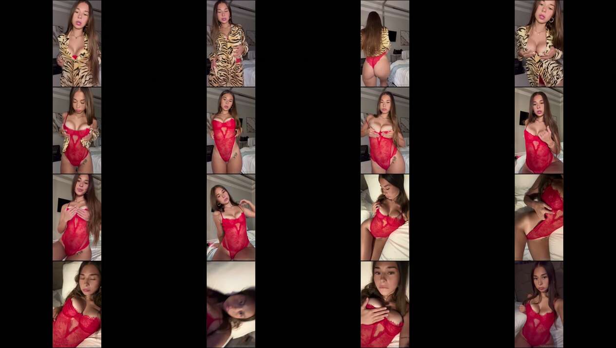 Sophie Rain in Red Lingerie – Doggy Style Pose