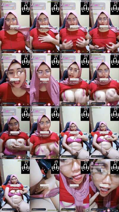 hijab pink jilbab baju merah tobrut colmek