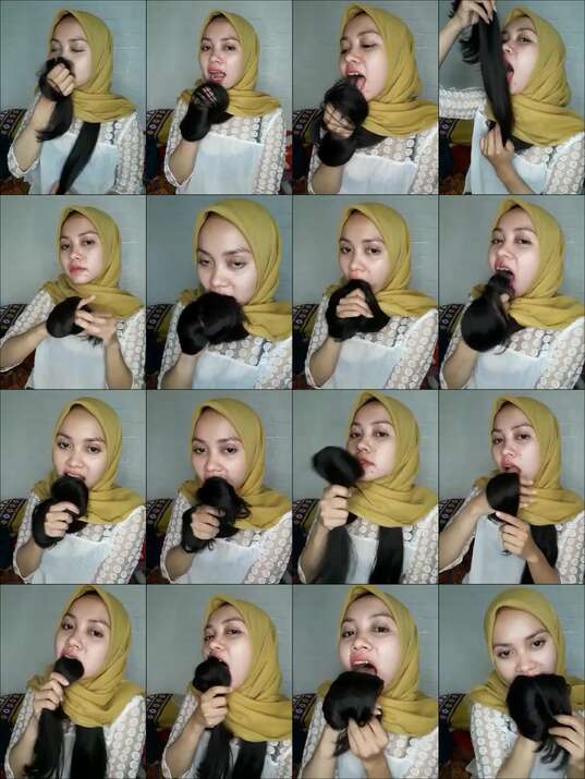 hijab cantik rambut panjang telanjang 1