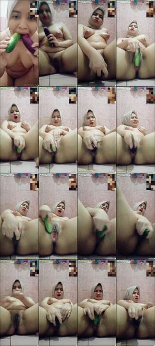 vcs sama hijab cantik colmek pakai terong