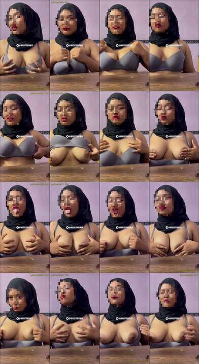 hijab hitam kacamata remas toket