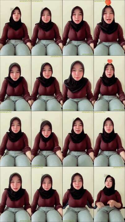 hijab sweater merah toket brutal