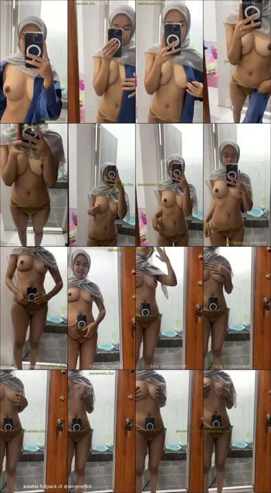 meli hijab binal abg 18yo lepas kemeja remas depan cermin
