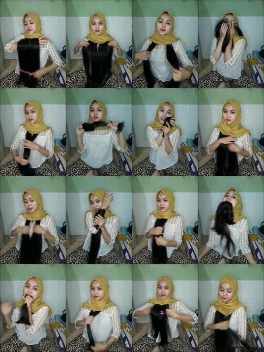 hijab cantik rambut panjang