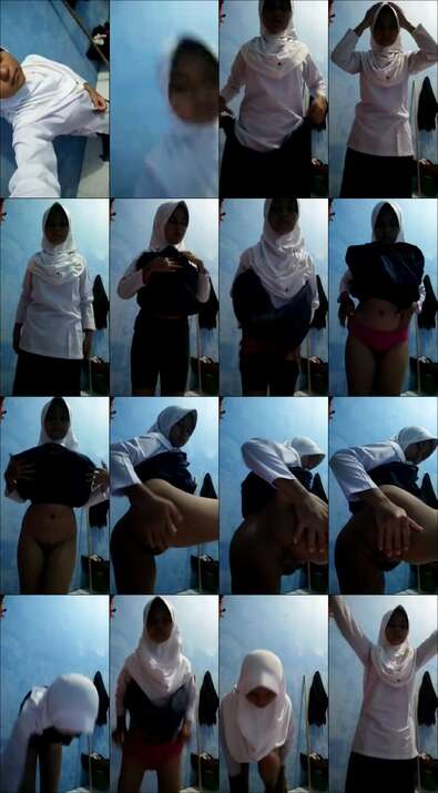 SMP jilbab putih pertama kali pamer pantat