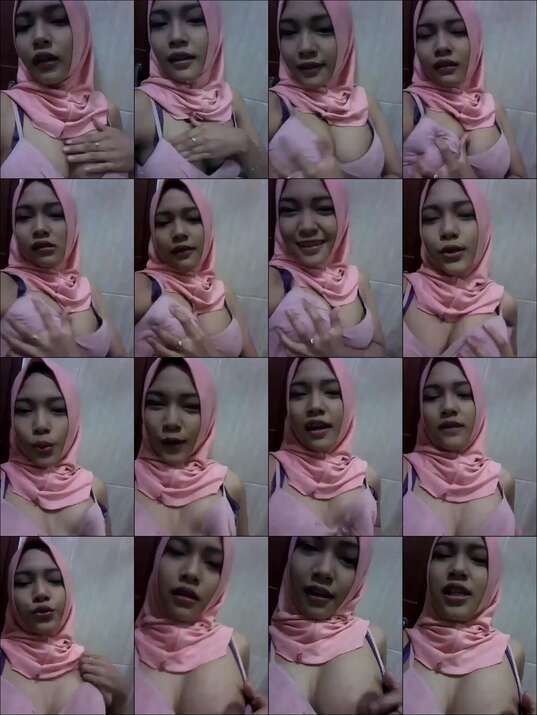 Gadis alim berhijab mencoba pamer susu nya yang montok